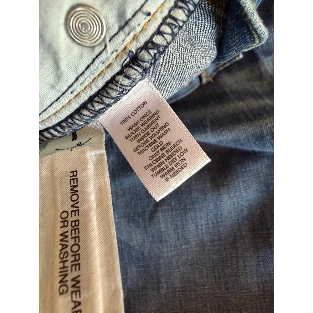 Ann Taylor Loft Boyfriend Jeans Distressed Ripped Blue Denim Button Fly Size 6 - Picture 5 of 12